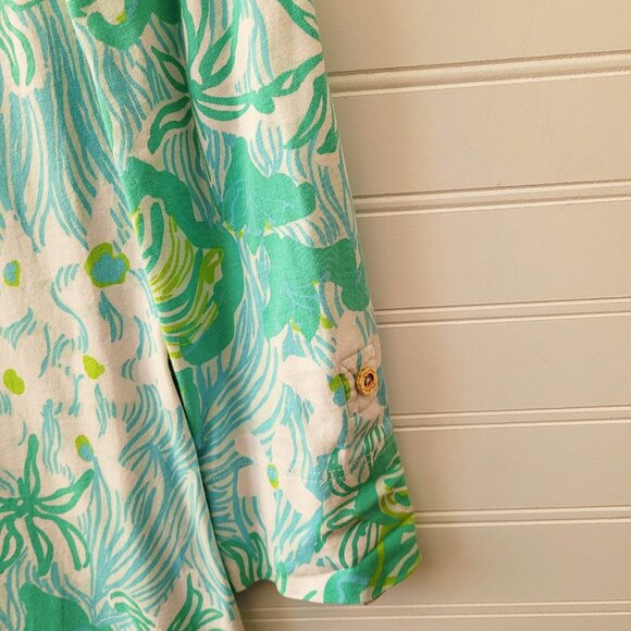Lilly Pulitzer Palmetto Dress Womens XS Lagoon Green Wave Rider Beachy Cruise - Picture 4 of 9